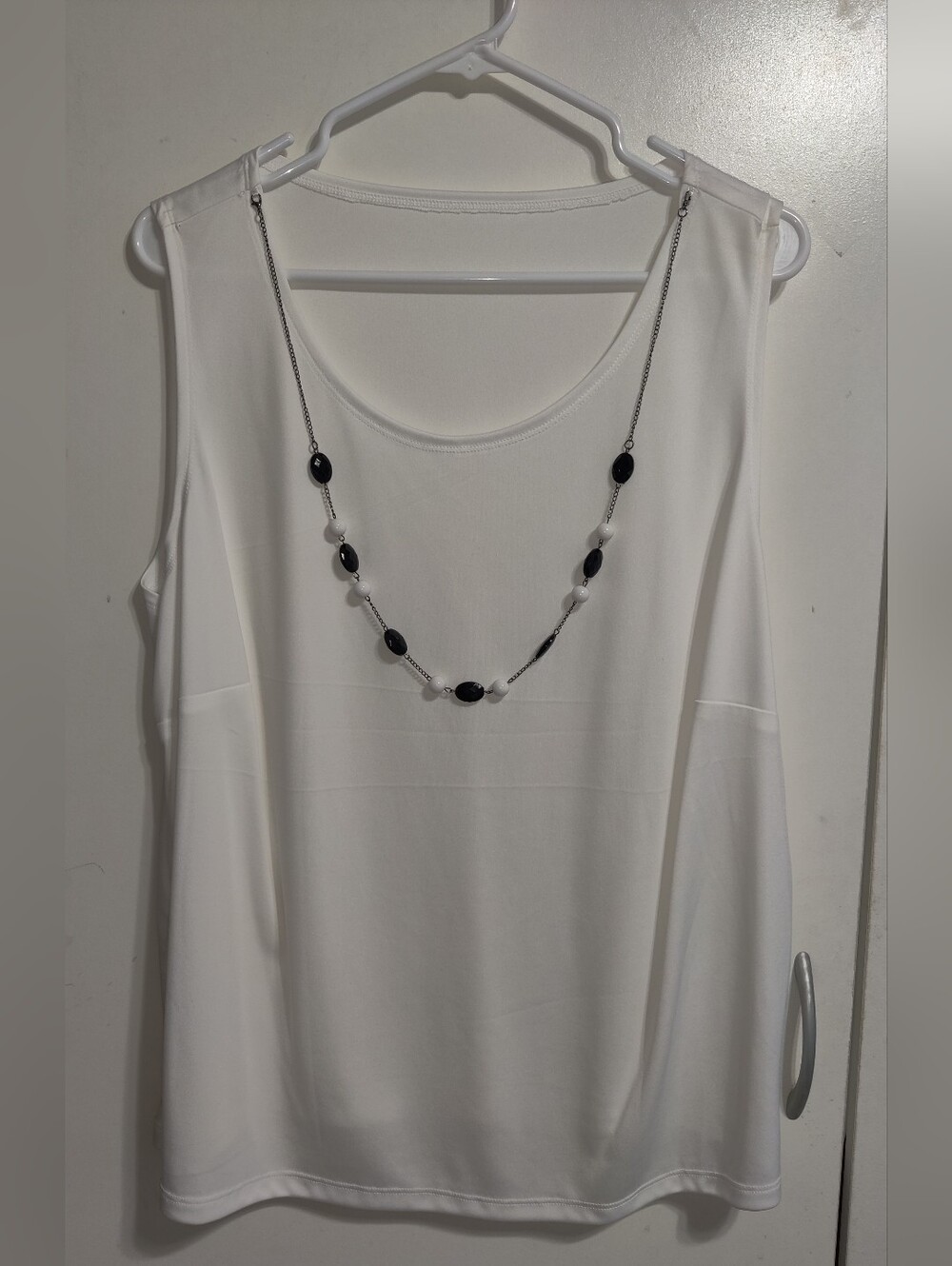 Alfred Dunner Layered Geometric Print Top with Attached Necklace - Picture 3 of 4